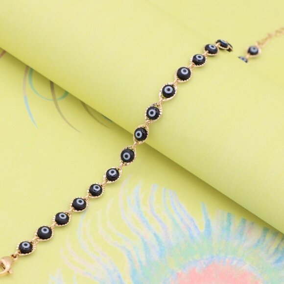 "Evil Eye Rose Gold Bracelet with Adjustable Chain - Elegant Design, XPBL0822 - Picture 1 of 12